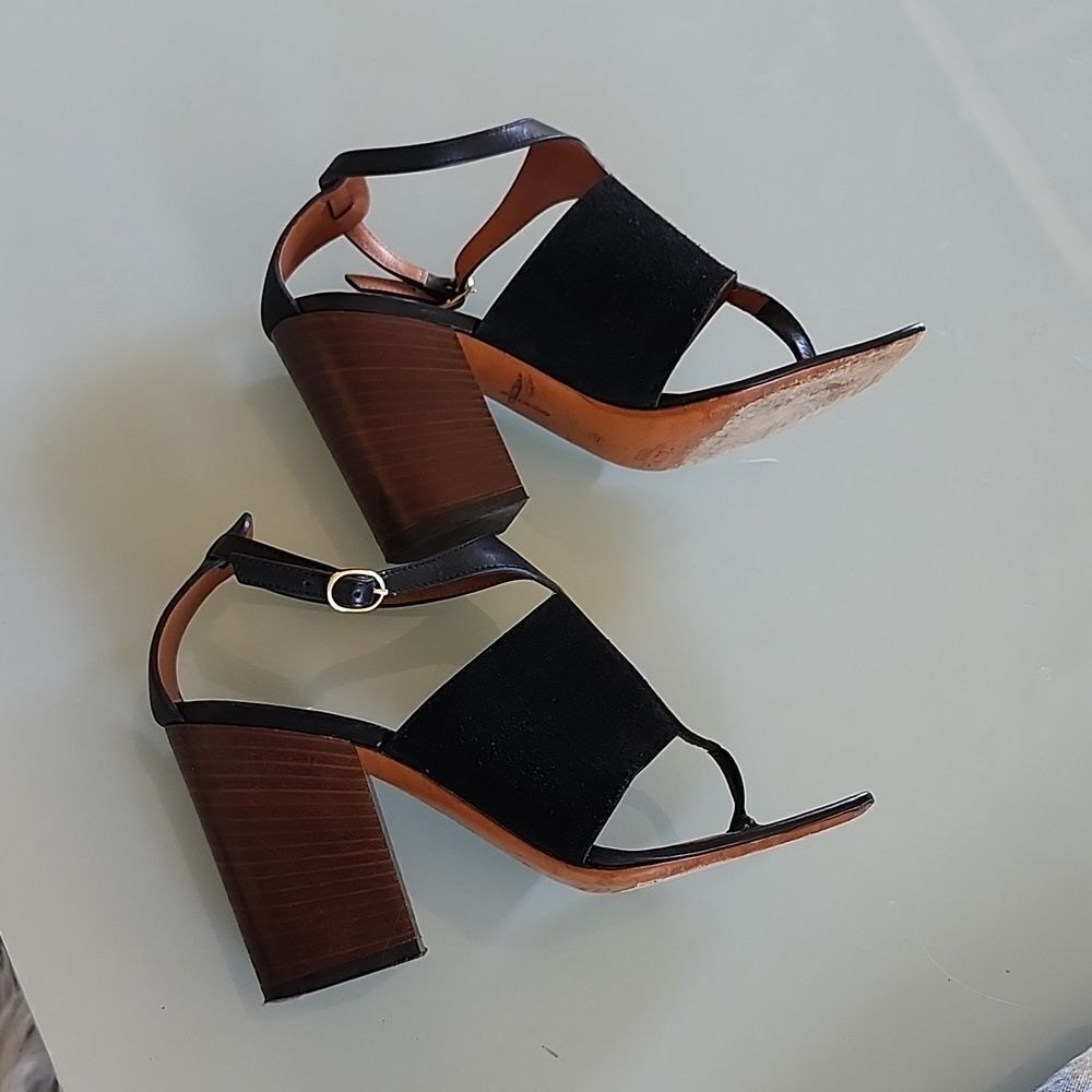 Celine Crosta T Strap Block Heel Sandals Sculptural Edgy Chic Size 37 US Size 7 - Picture 7 of 11